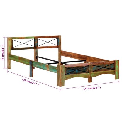 Estrutura de cama madeira recuperada maciça 140x200 cm