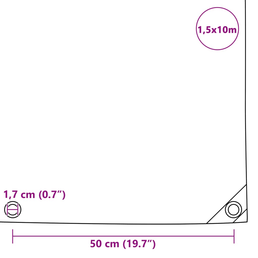 Lona 650 g/m² 1,5x10 m cinzento