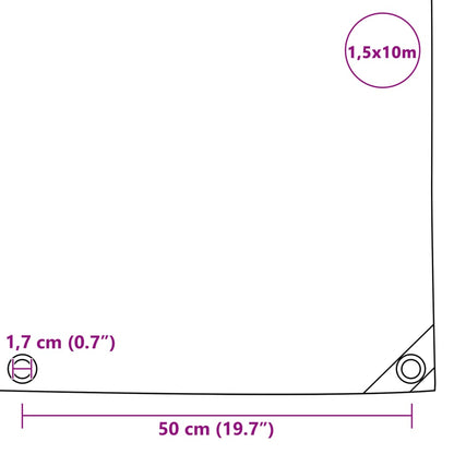 Lona 650 g/m² 1,5x10 m cinzento