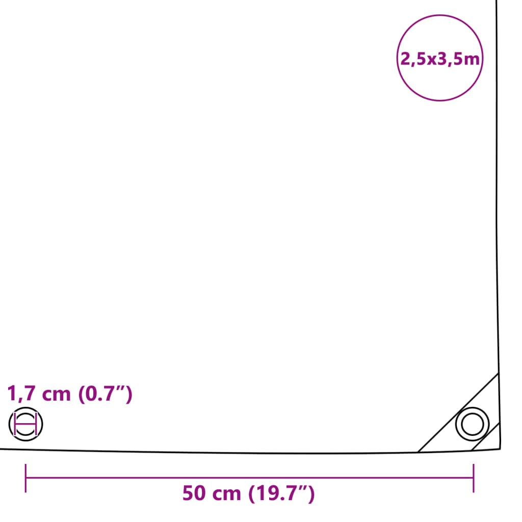 Lona 650 g/m² 2,5x3,5 m cinzento