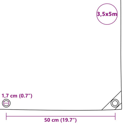 Lona 650 g/m² 3,5x5 m cinzento