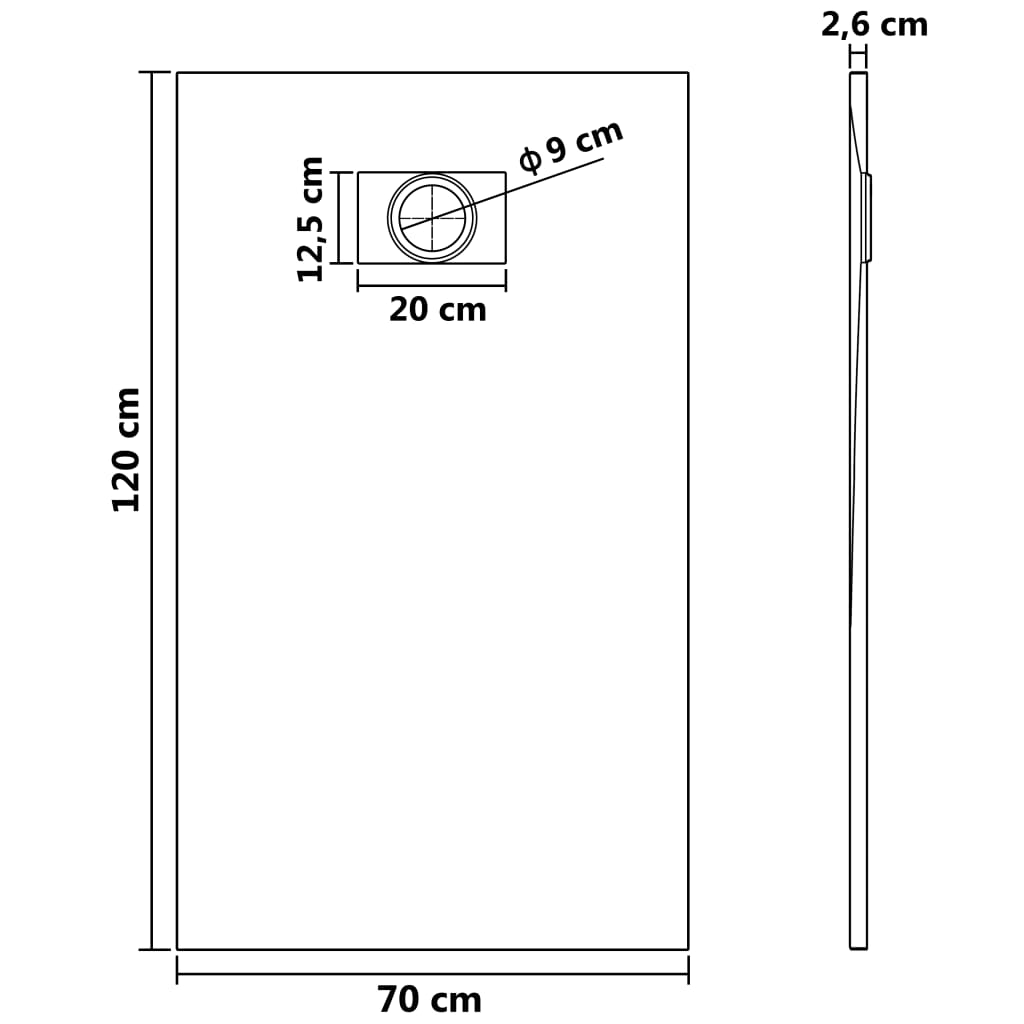 Base de Chuveiro SMC - Branco - 120x70 cm