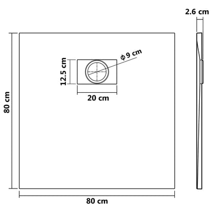 Base de Chuveiro SMC - Preto - 80x80 cm