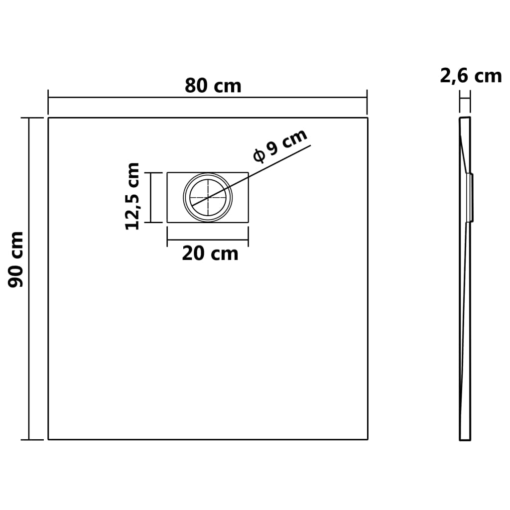 Base de Chuveiro SMC - Preto - 90x80 cm