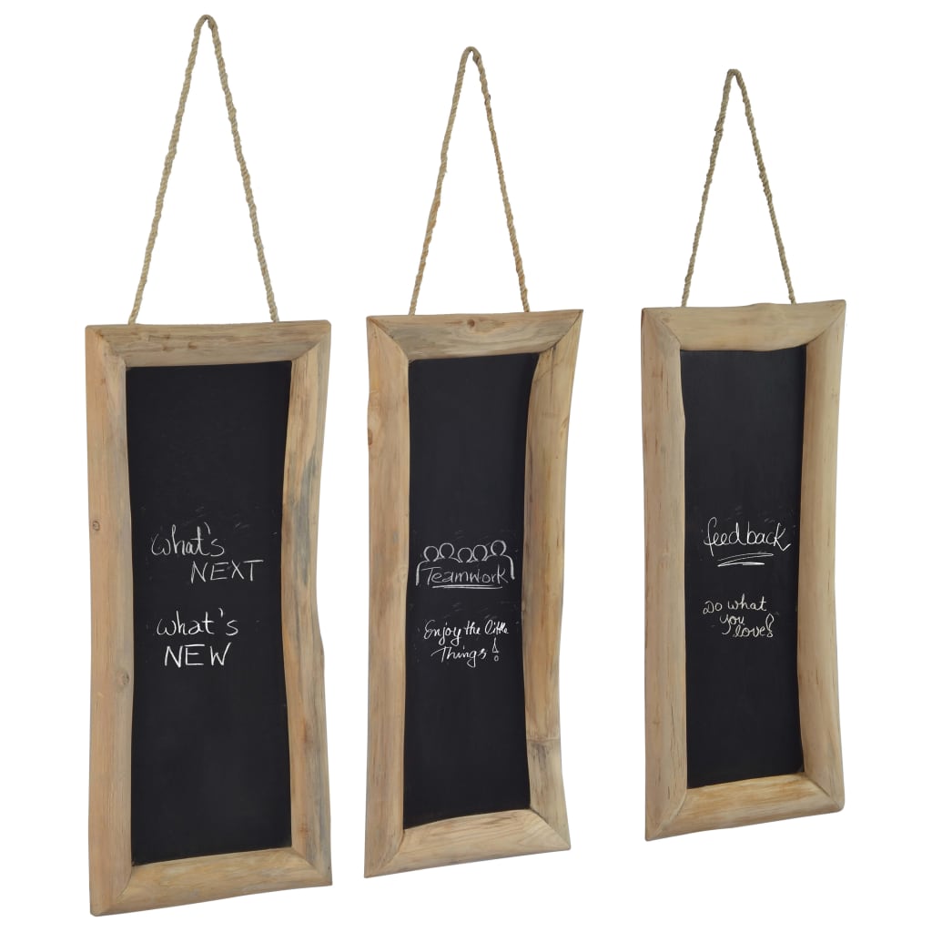 Quadro-negro 3 pcs 30x70 cm madeira de teca