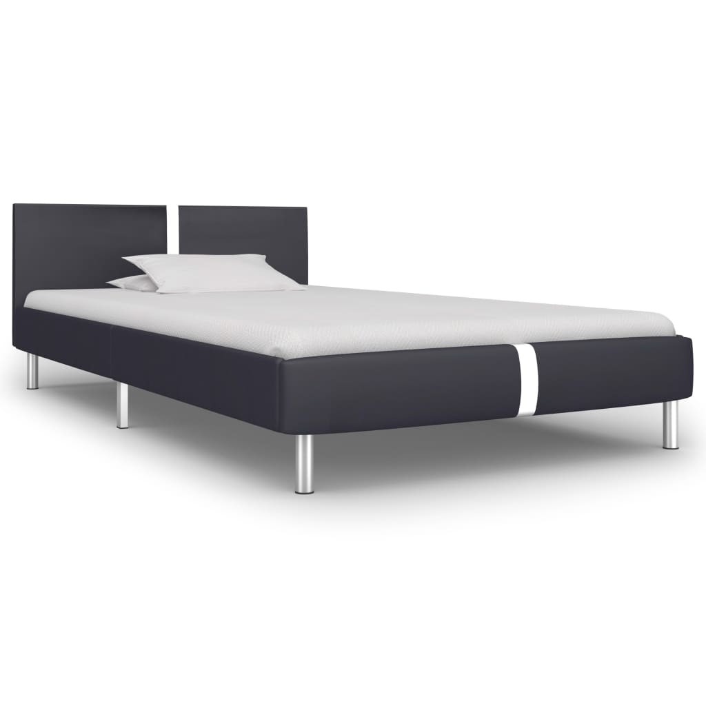 Estrutura de cama 90x200 cm couro artificial preto