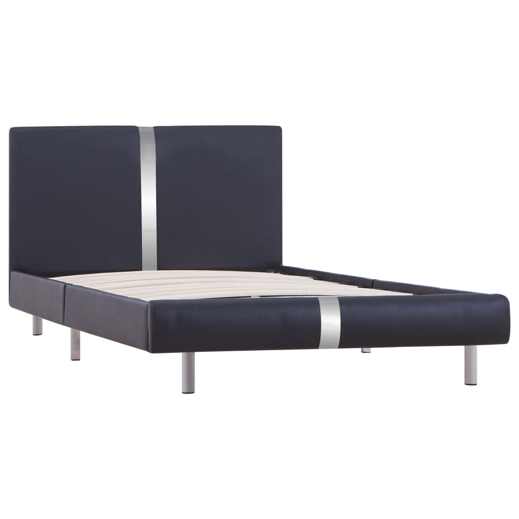 Estrutura de cama 90x200 cm couro artificial preto