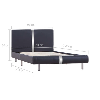 Estrutura de cama 90x200 cm couro artificial preto