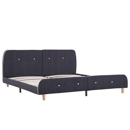 Estrutura de cama 150x200 cm tecido cinzento-escuro