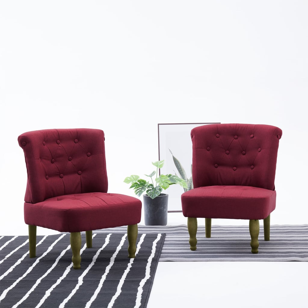 Cadeiras francesas 2 pcs tecido vermelho tinto