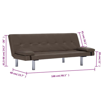 Sofá Cama Vivian - Cor Castanho - Em Couro Artificial e Estrutura em Madeira - 168x77x61,5 / 64 / 66 cm - Design Moderno