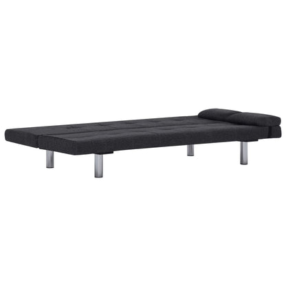 Sofá Cama Vivian - Cor Cinzento Escuro - Em Tecido, Estrutura em Madeira, Pernas Cromadas e Espessamente Acolchoado para Maior Conforto- 168x77x61,5 / 64 / 66 cm - Design Moderno