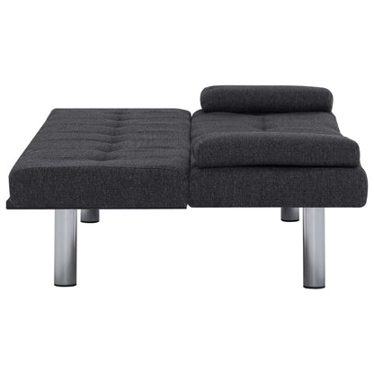 Sofá Cama Vivian - Cor Cinzento Escuro - Em Tecido, Estrutura em Madeira, Pernas Cromadas e Espessamente Acolchoado para Maior Conforto- 168x77x61,5 / 64 / 66 cm - Design Moderno