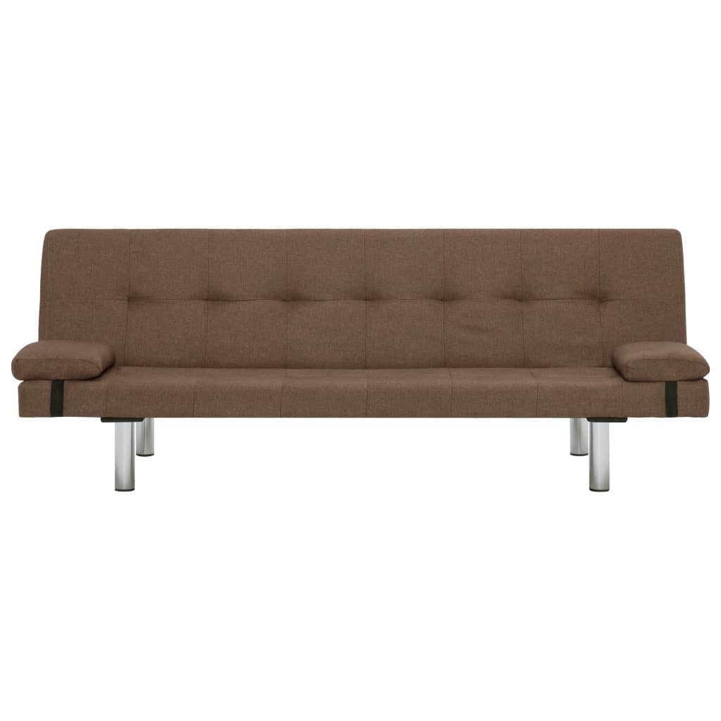 Sofá Cama Vivian - Cor Castanho - Em Tecido, Estrutura em Madeira, Pernas Cromadas e Espessamente Acolchoado para Maior Conforto- 168x77x61,5 / 64 / 66 cm - Design Moderno