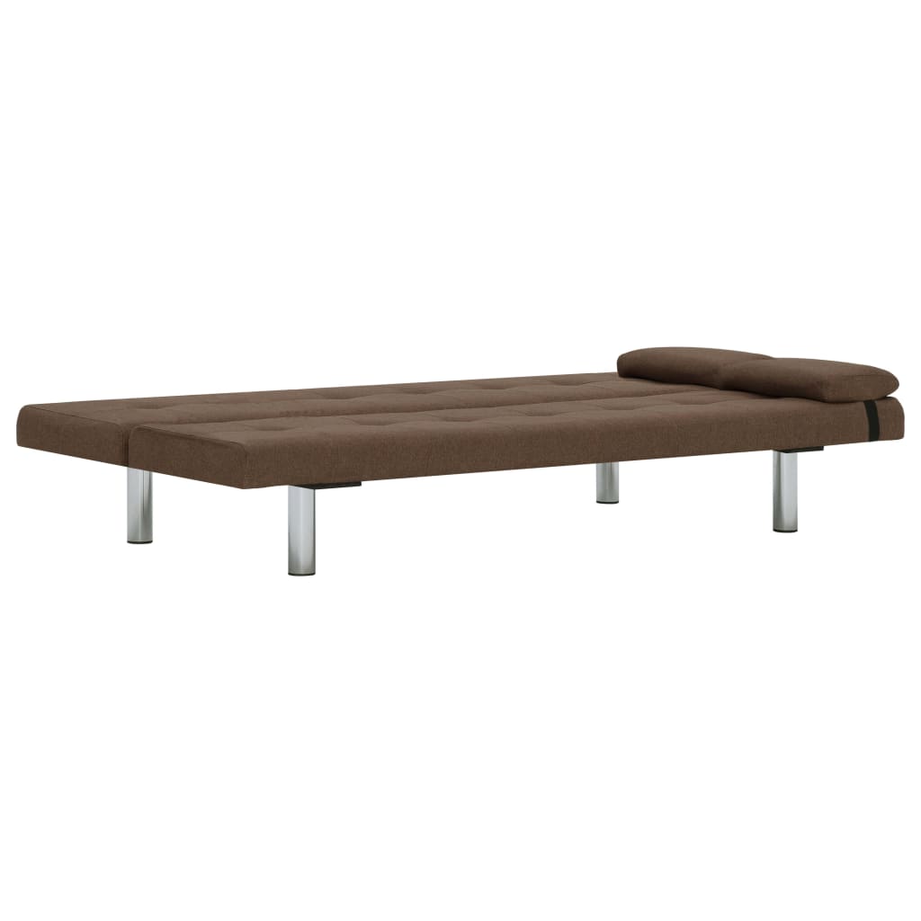 Sofá Cama Vivian - Cor Castanho - Em Tecido, Estrutura em Madeira, Pernas Cromadas e Espessamente Acolchoado para Maior Conforto- 168x77x61,5 / 64 / 66 cm - Design Moderno