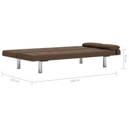 Sofá Cama Vivian - Cor Castanho - Em Tecido, Estrutura em Madeira, Pernas Cromadas e Espessamente Acolchoado para Maior Conforto- 168x77x61,5 / 64 / 66 cm - Design Moderno