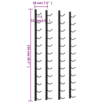 Garrafeiras de parede para 12 garrafas 2 pcs ferro preto