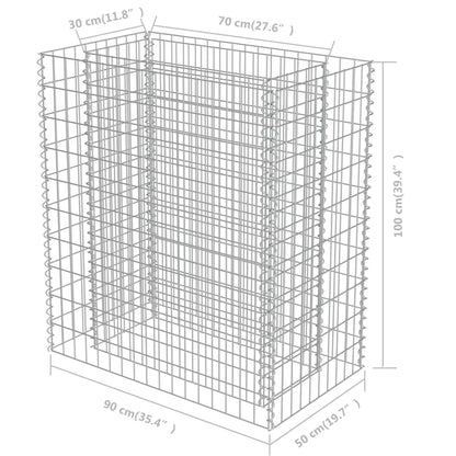 Canteiro elevado/cesto gabião 90x50x100 cm aço galvanizado