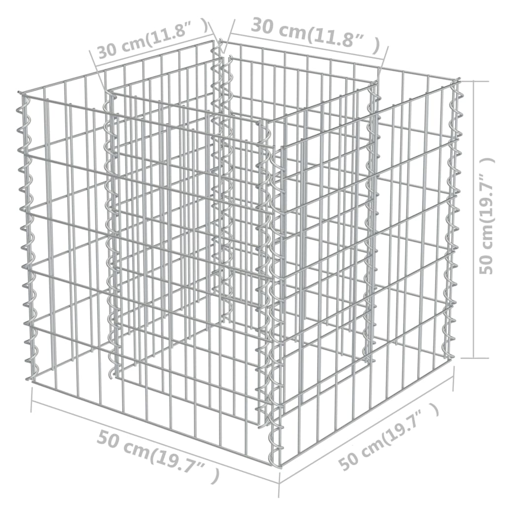 Canteiro elevado/cesto gabião 50x50x50 cm aço galvanizado