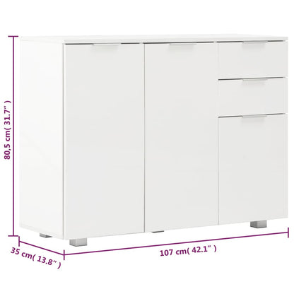 Aparador Saro de 107 cm - Branco Brilhante - Design Moderno