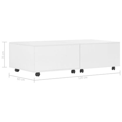 Mesa de centro 120x60x35 cm branco brilhante