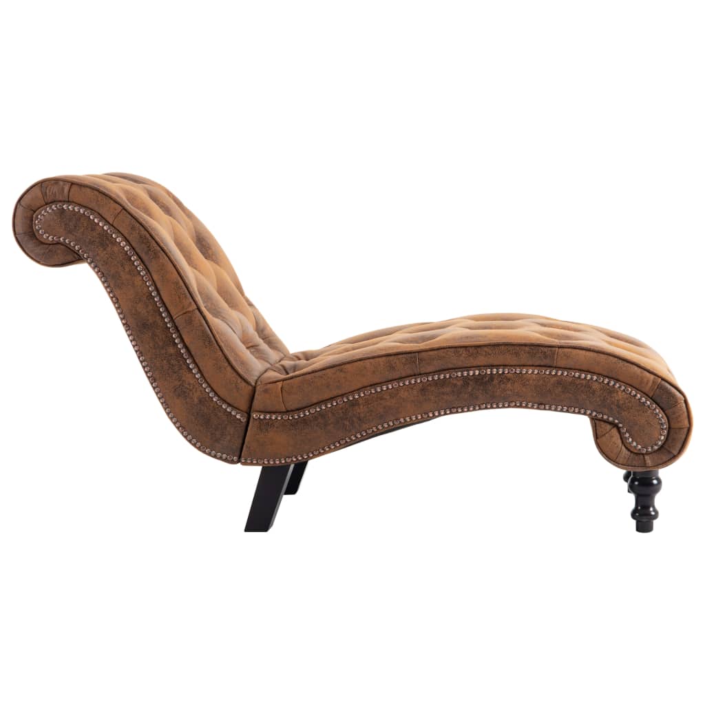 Chaise longue camurça artificial castanho