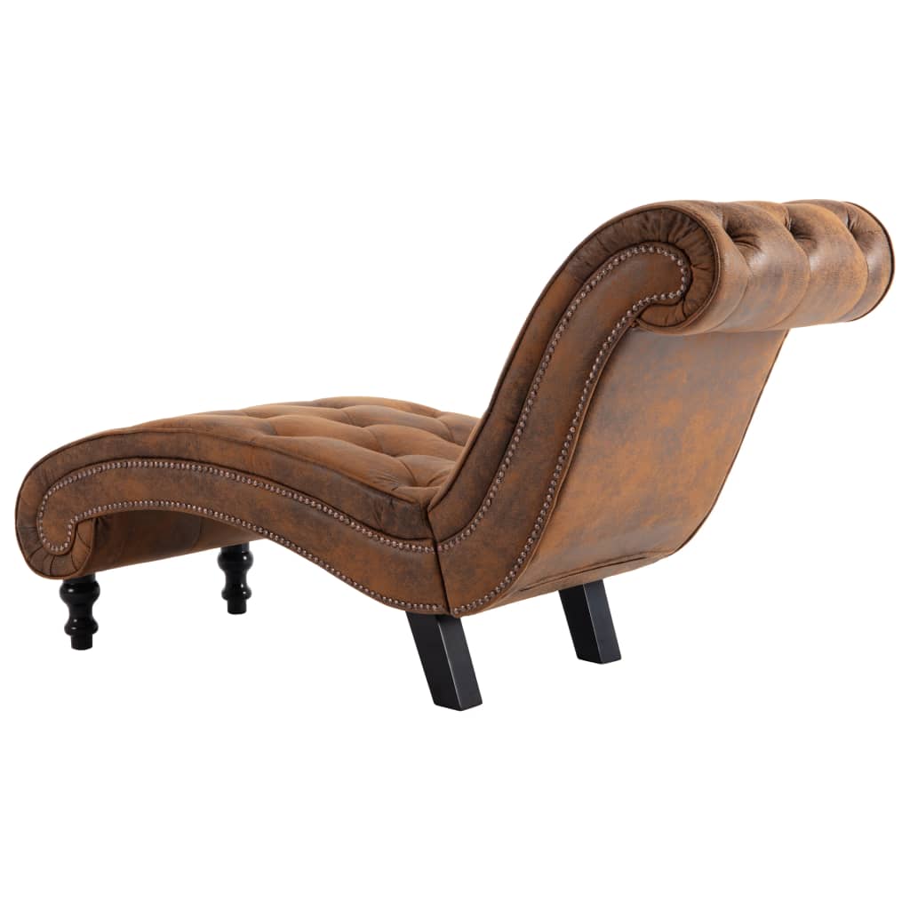 Chaise longue camurça artificial castanho