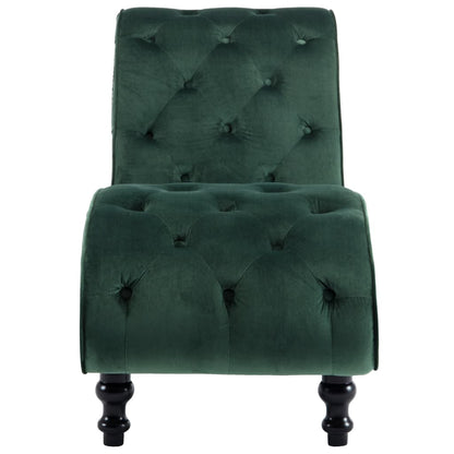 Chaise Longue Elia em Veludo -  Verde - Design Vintage