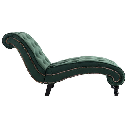 Chaise Longue Elia em Veludo -  Verde - Design Vintage