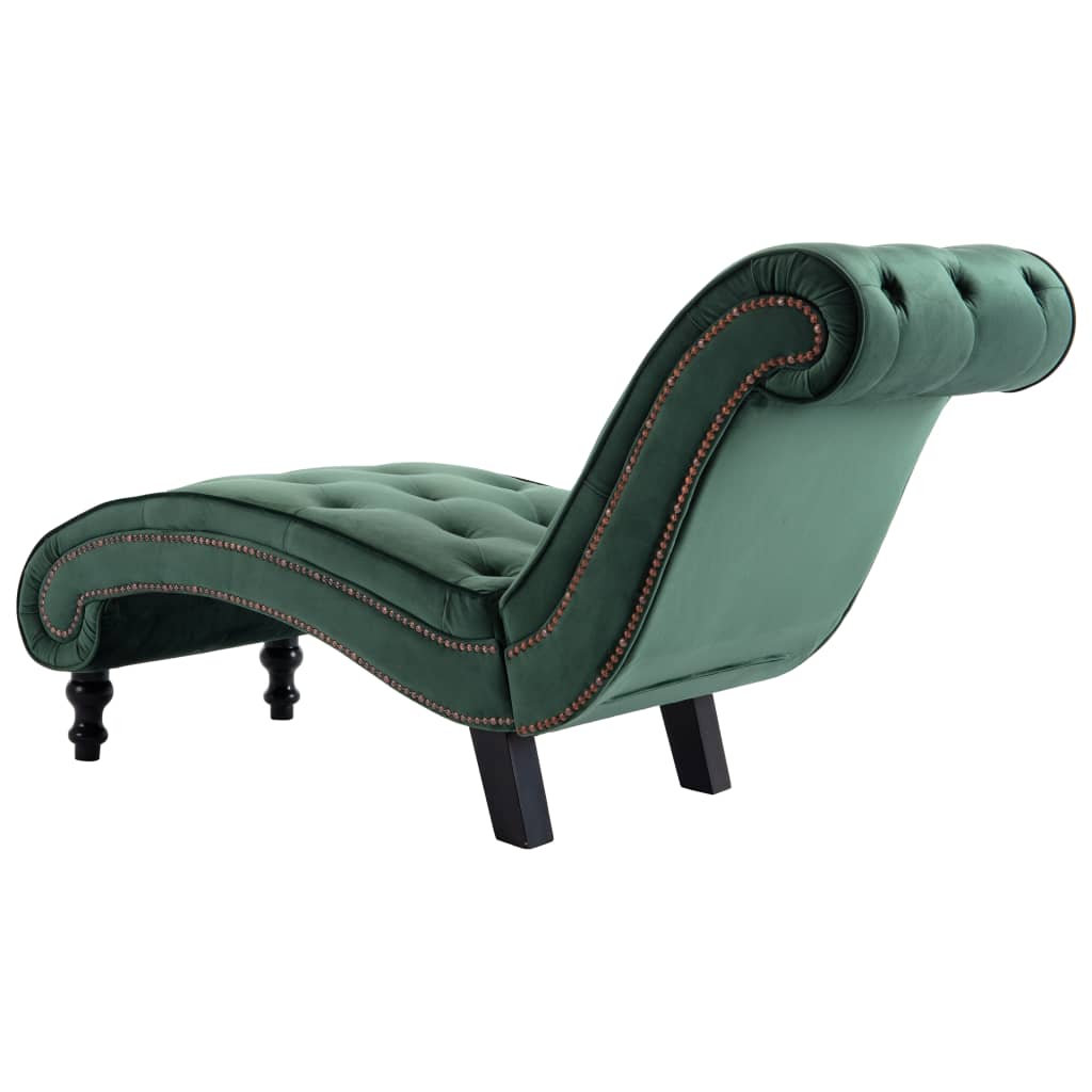 Chaise Longue Elia em Veludo -  Verde - Design Vintage