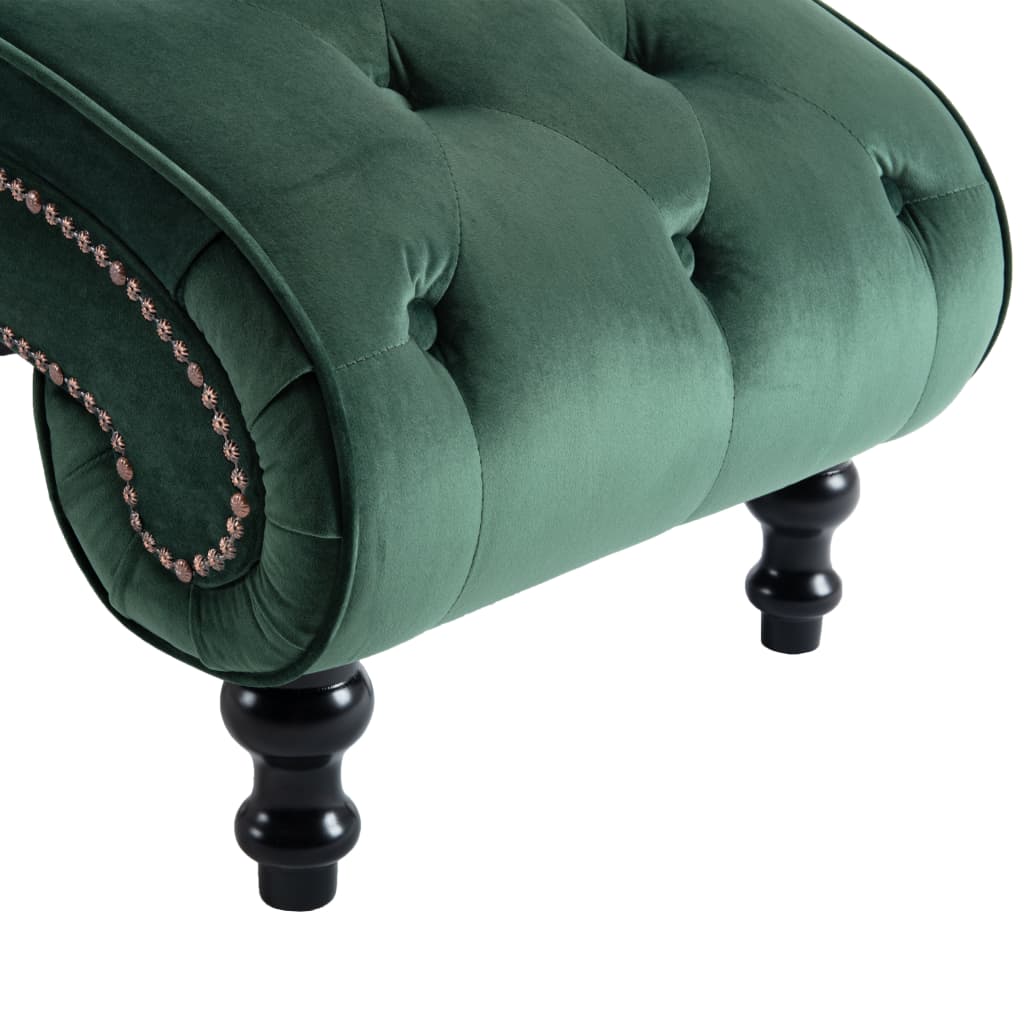 Chaise Longue Elia em Veludo -  Verde - Design Vintage