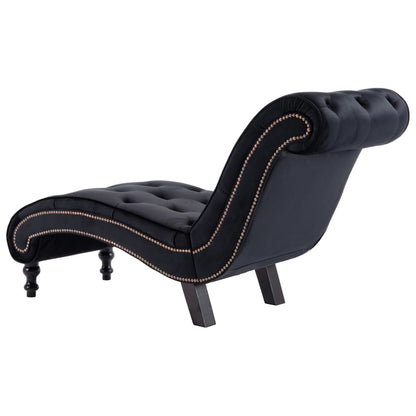 Chaise Longue Elia em Veludo -  Preto - Design Vintage