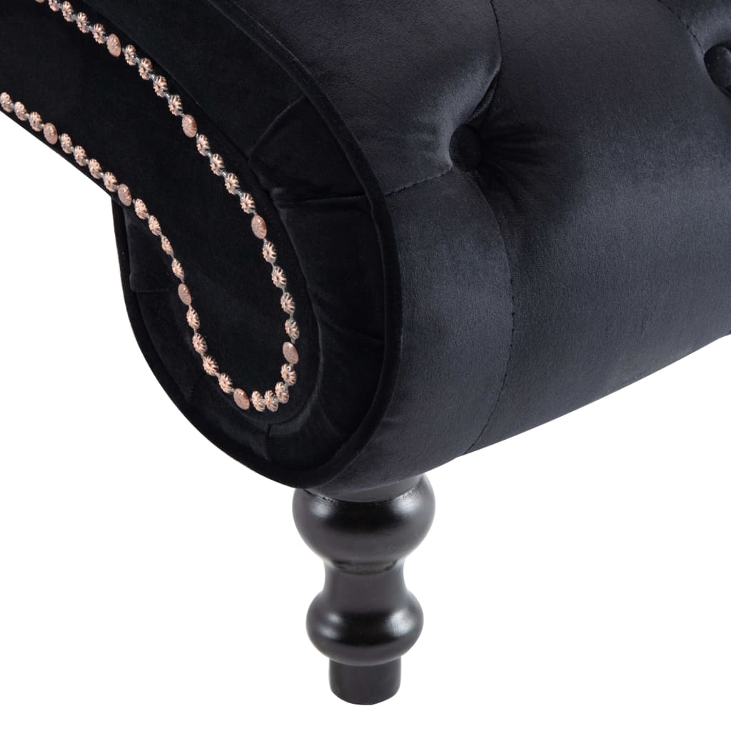 Chaise Longue Elia em Veludo -  Preto - Design Vintage