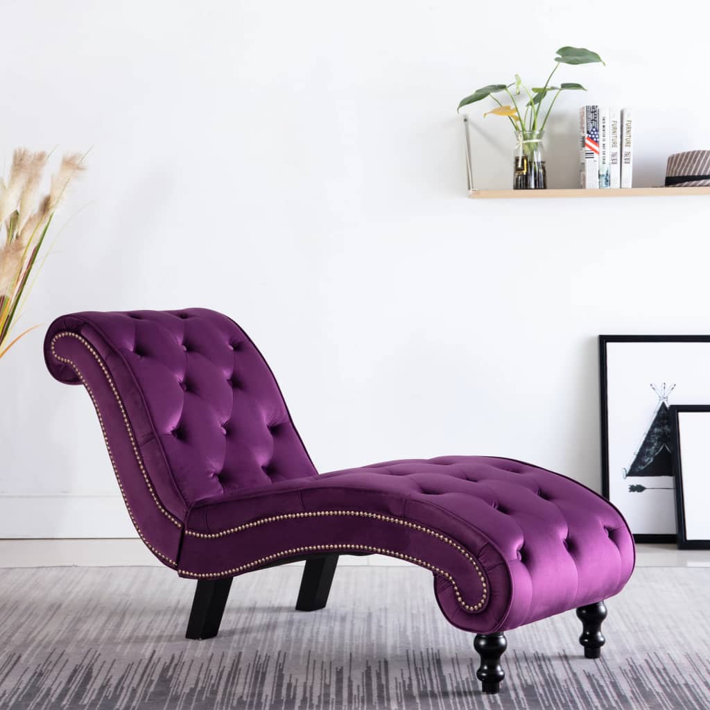 Chaise longue em veludo roxo