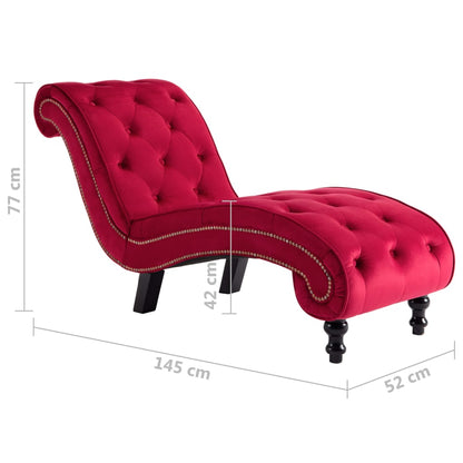 Chaise longue em veludo vermelho