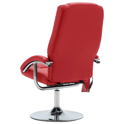 Poltrona Diana Reclinável de Massagens com Aquecimento e Apoio de Pés em Couro Artificial - Vermelho - Design Moderno