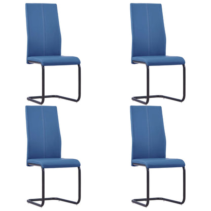 Cadeiras de jantar cantilever 4 pcs couro artificial azul