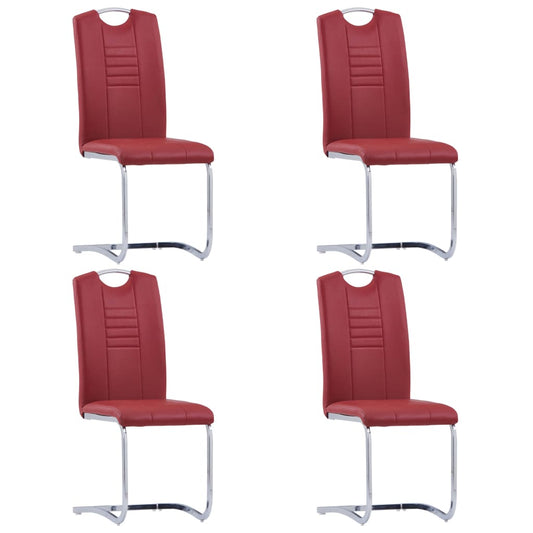 Cadeiras de jantar cantilever 4 pcs couro artificial vermelho