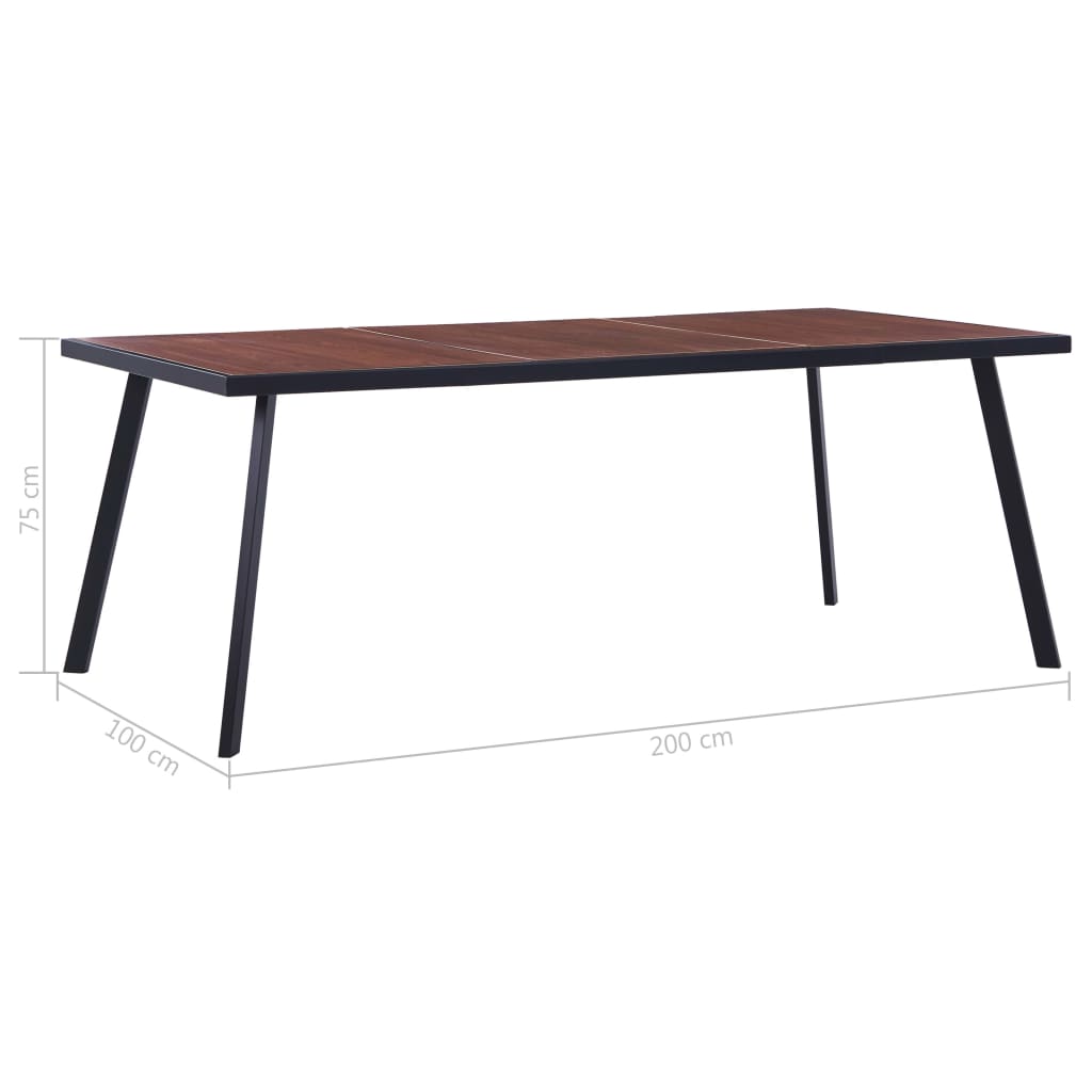 Mesa de jantar 200x100x75 cm MDF cor madeira clara e preto