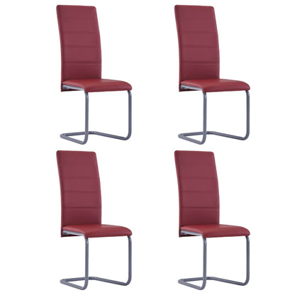 Cadeiras de jantar cantilever 4 pcs couro artificial vermelho