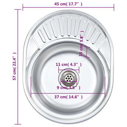 Lava-louças de cozinha com ralo e sifão oval aço inoxidável