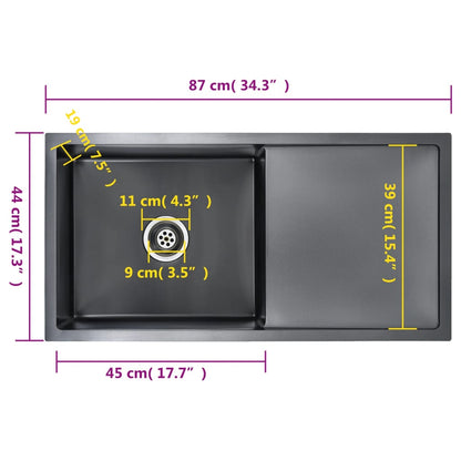 Lava-louça de cozinha artesanal aço inoxidável preto