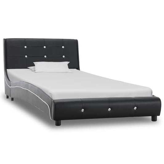 Estrutura de cama 90x200 cm couro artificial preto