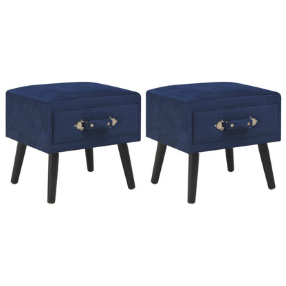 Mesas-de-cabeceira 2 pcs 40x35x40 cm veludo azul