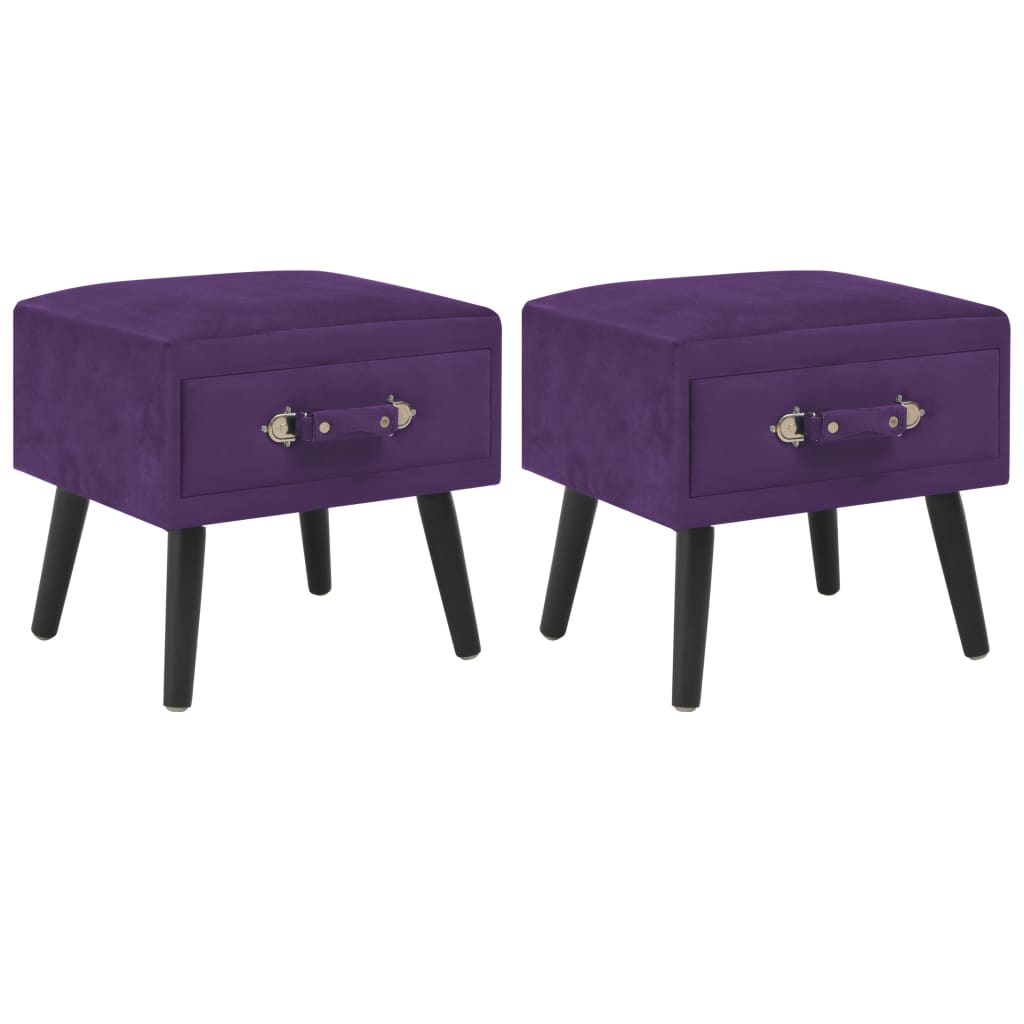 Mesas-de-cabeceira 2 pcs 40x35x40 cm veludo roxo-escuro