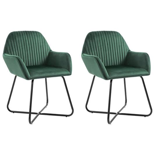 Cadeiras de jantar 2 pcs veludo verde