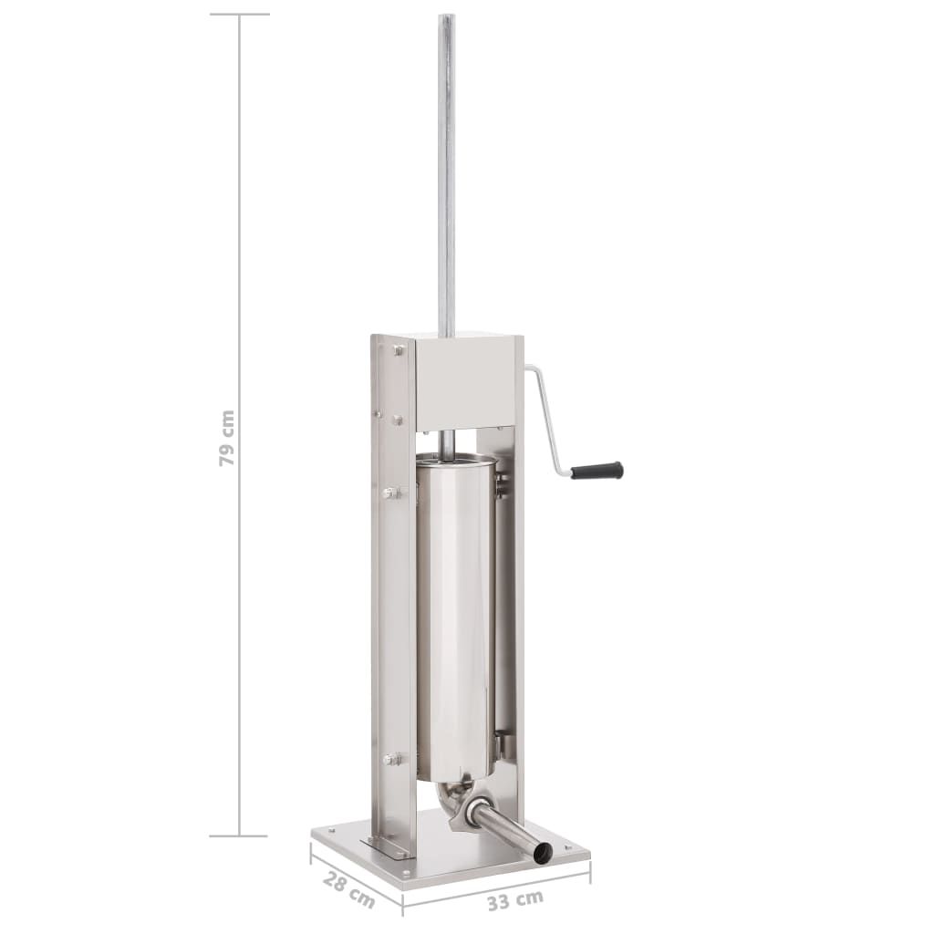 Máquina de enchidos manual 7 L aço inoxidável prateado