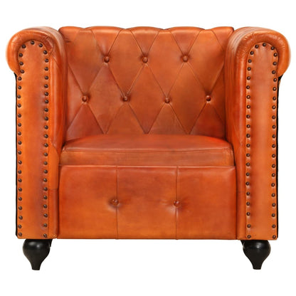 Poltrona chesterfield couro genuíno bronze