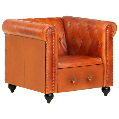 Poltrona chesterfield couro genuíno bronze