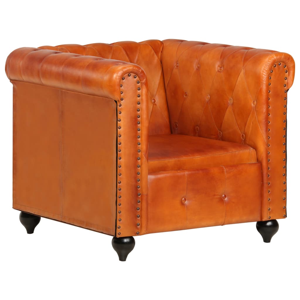 Poltrona chesterfield couro genuíno bronze